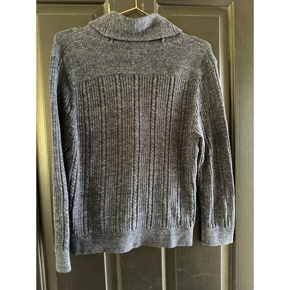 Lauren Ralph Lauren Marled Blue V-Neck Button Front Cardigan Sweater Size Large - Picture 4 of 8
